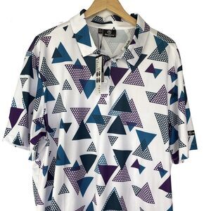 GreenSide Golf Polo Shirt Summer Vibes Men XL Purple White Geo Activewear NWT